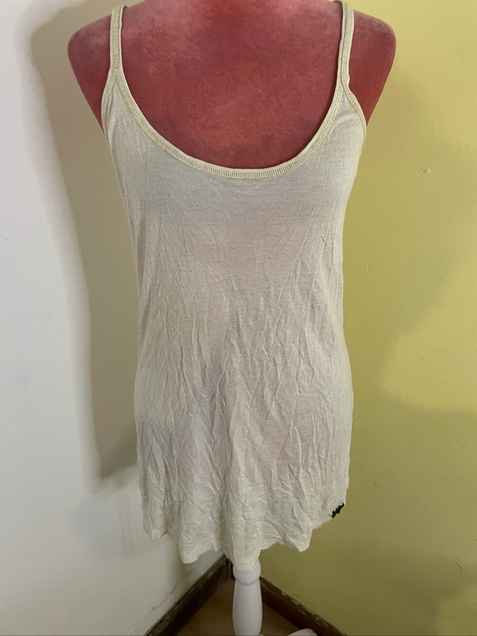 Top Alças Brilho Dourado Creme 
